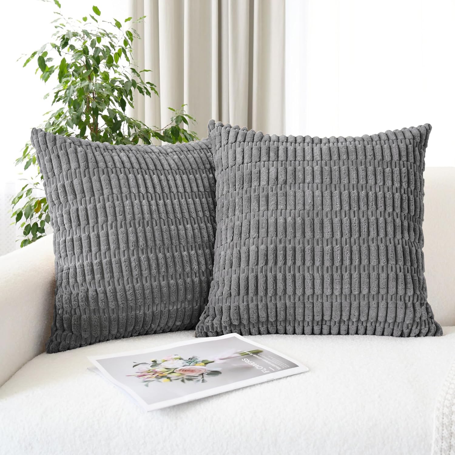 Boho Beige Throw Pillow Cover — 18" — 18" x 18" (Pack of 2)
