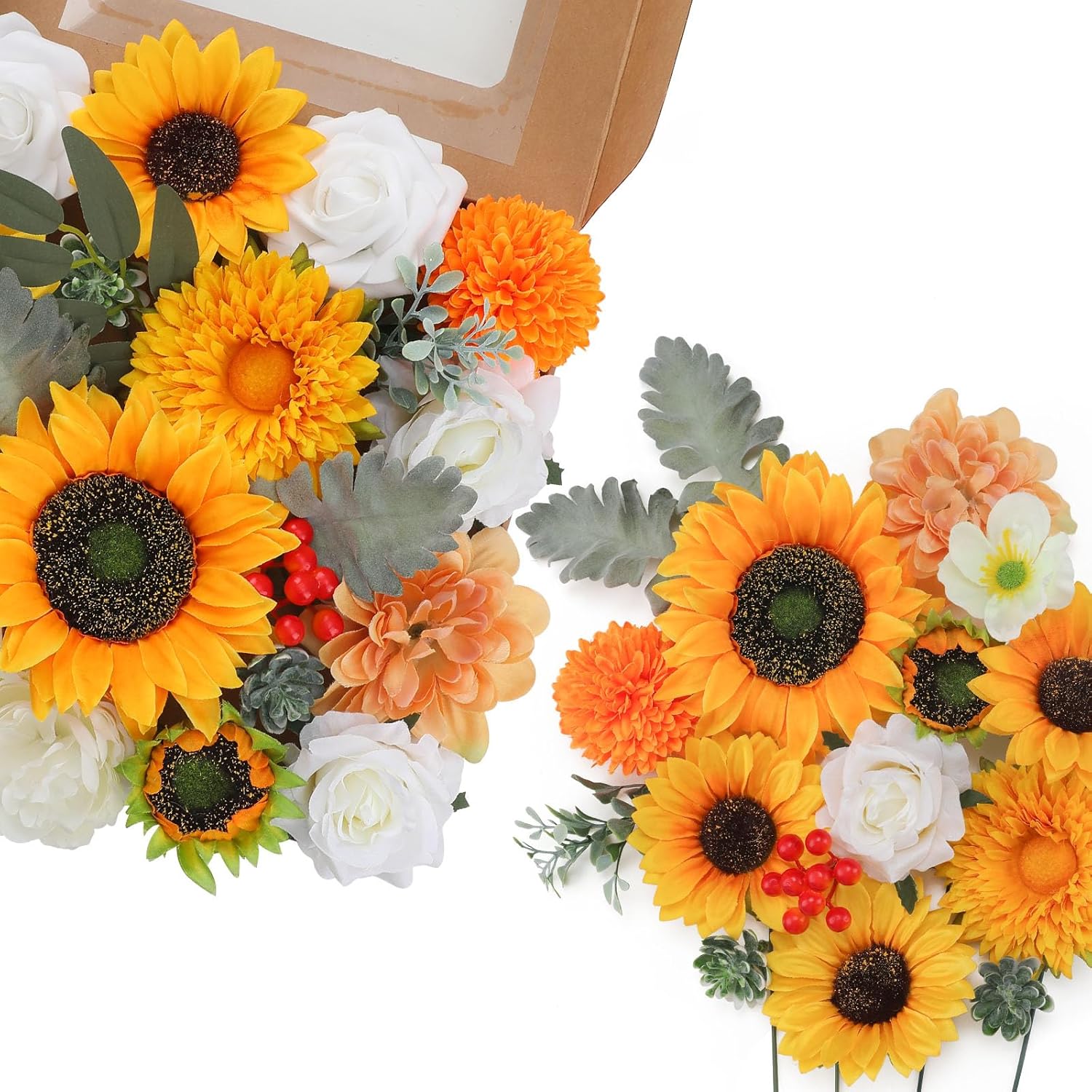 Blue Artificial Flowers — Yellow&white