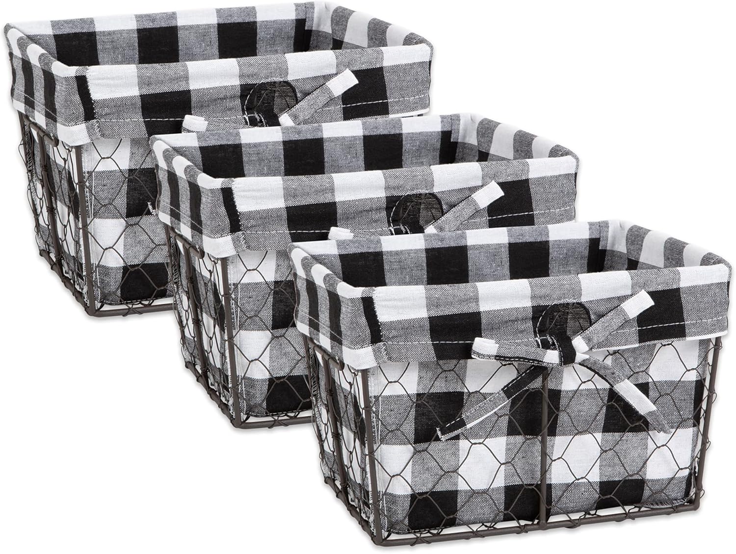 Vintage Farmhouse Black Storage Basket — 6" — Vintage Black & White Check