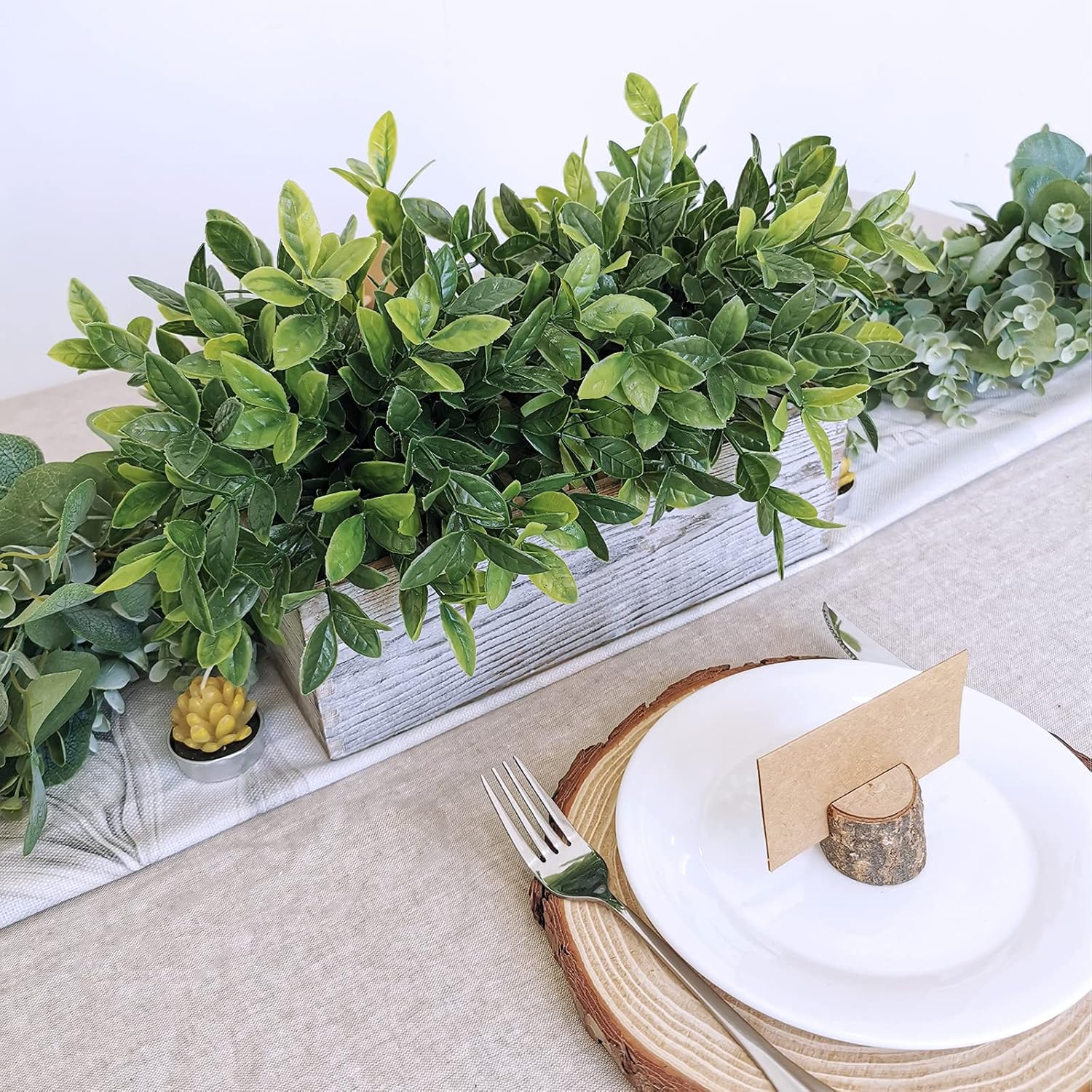 Rectangular Farmhouse Wood Artificial Plant - View 4