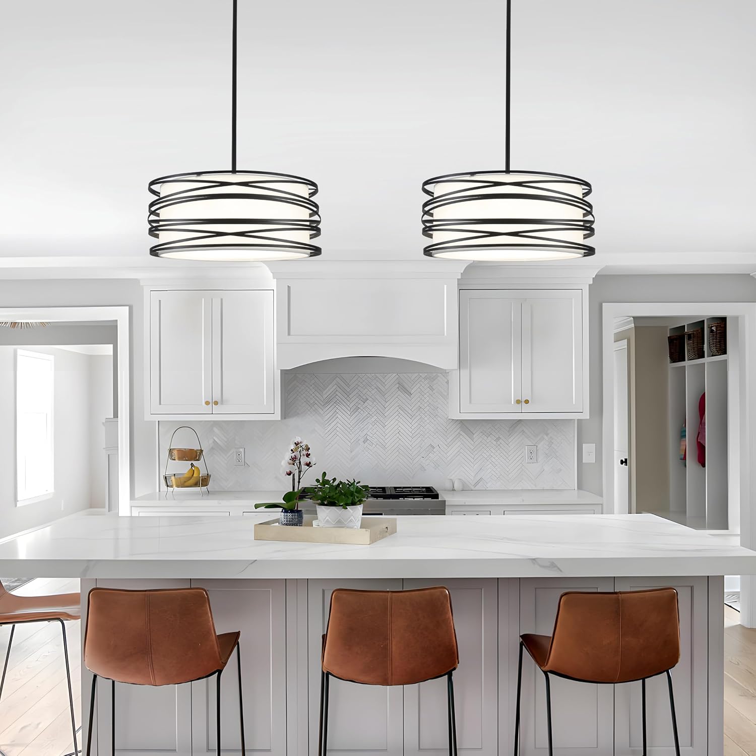 Farmhouse Black Chandelier — 3-Light - View 2