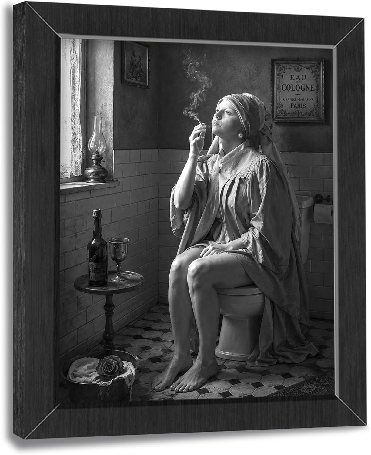 Framed Farmhouse White Wall Art — 12" — Framed Bathroom Art 10