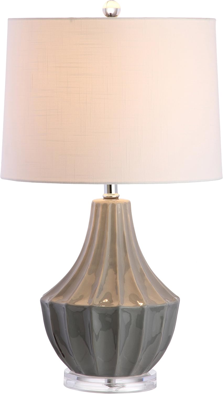 Linen Modern Beige Desk Lamp — 24.5" — Gray