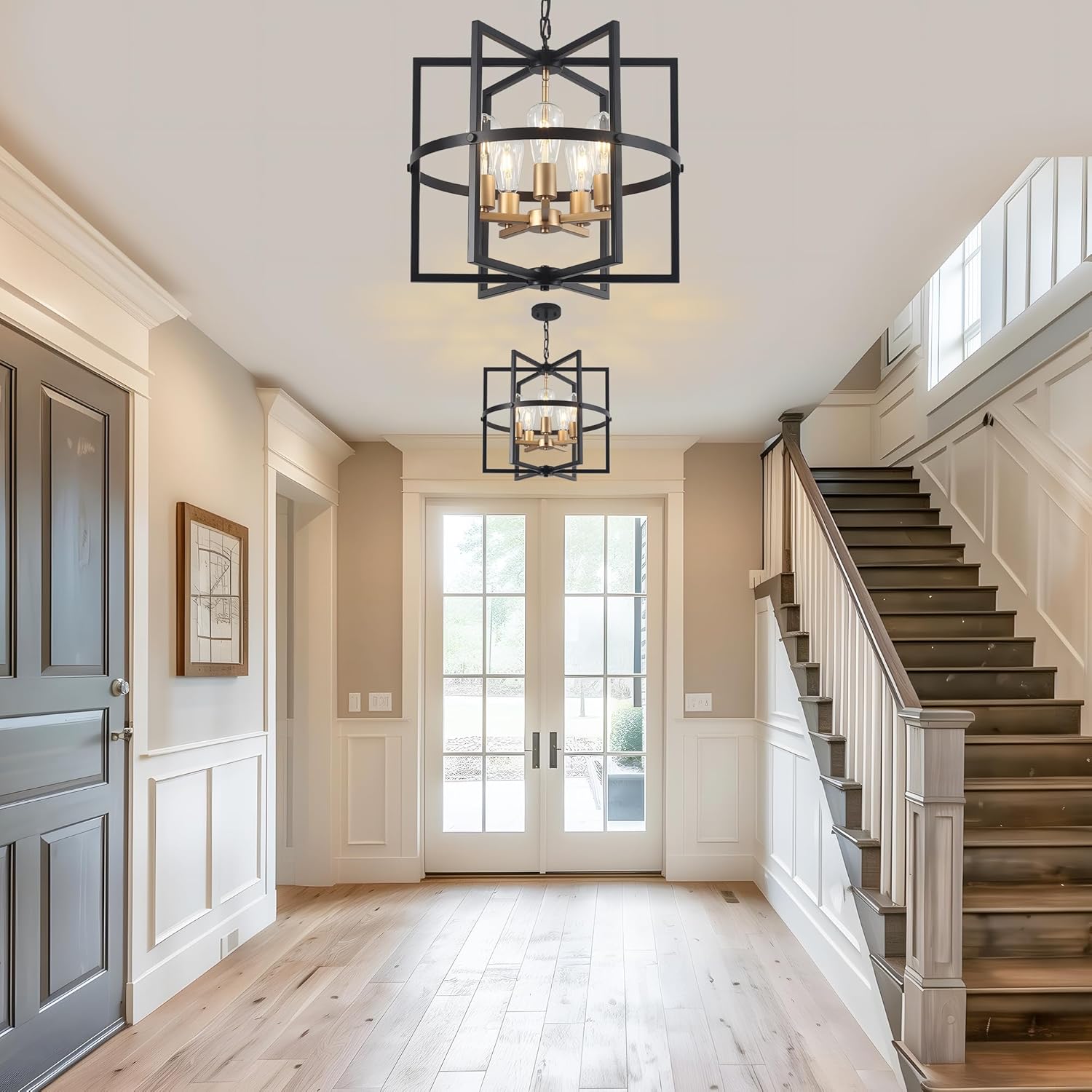 Farmhouse Black Chandelier — 5-Light - View 8