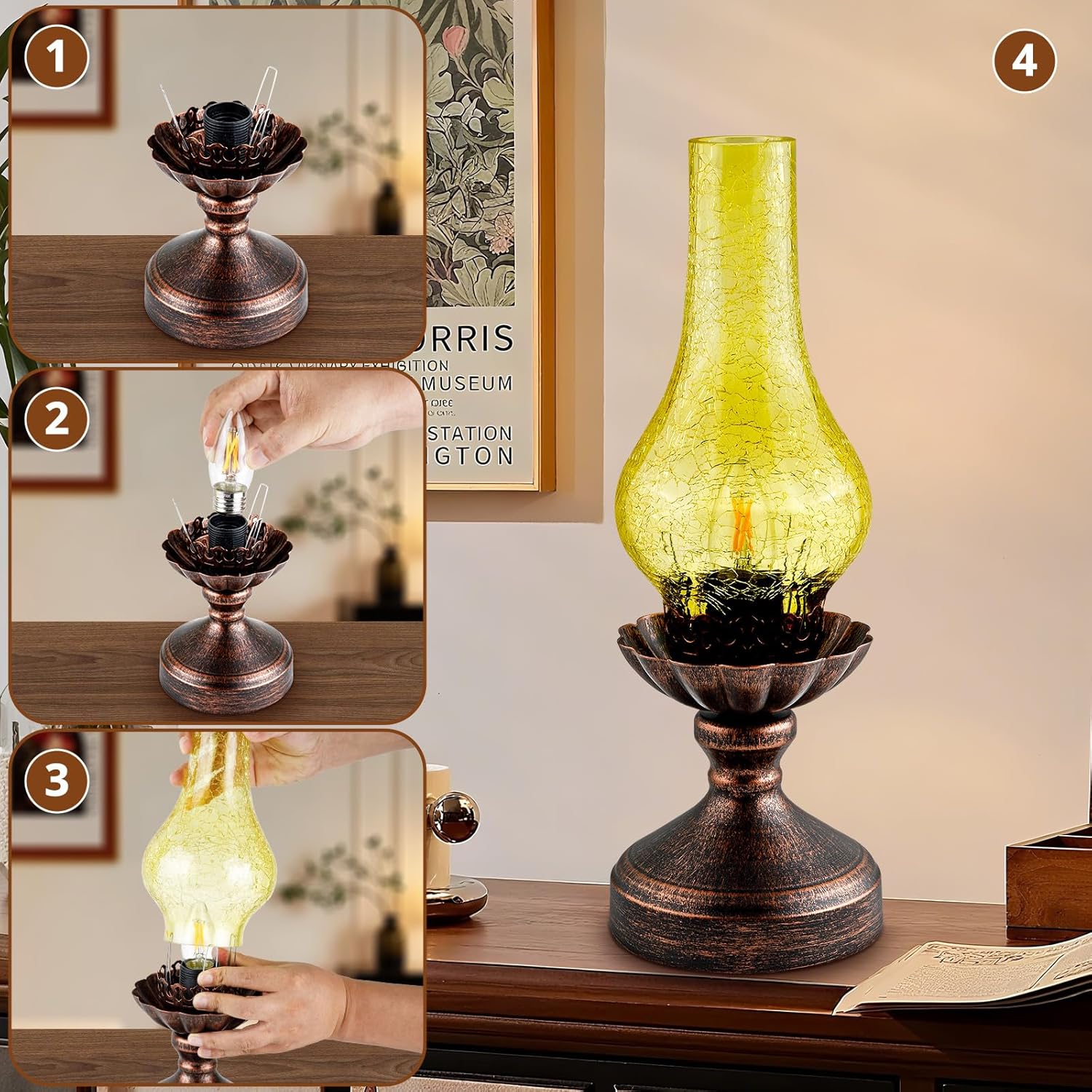 Dimmable Farmhouse Green Bedside Lamp - View 7