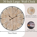 Battery Operated Farmhouse Brown Wall Clock — 30" - View 3