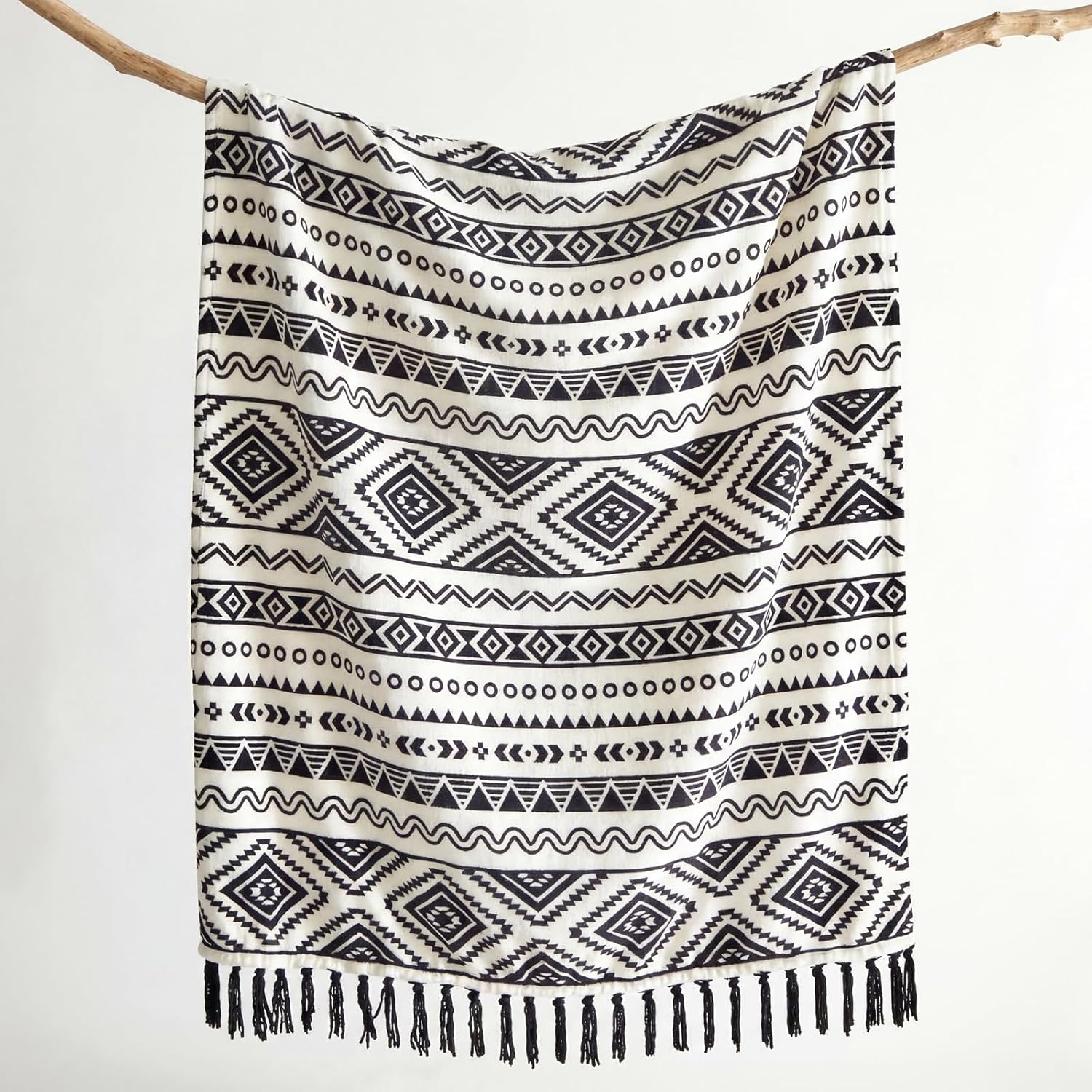 Vintage Boho Beige Throw Pillow — 60" - View 2