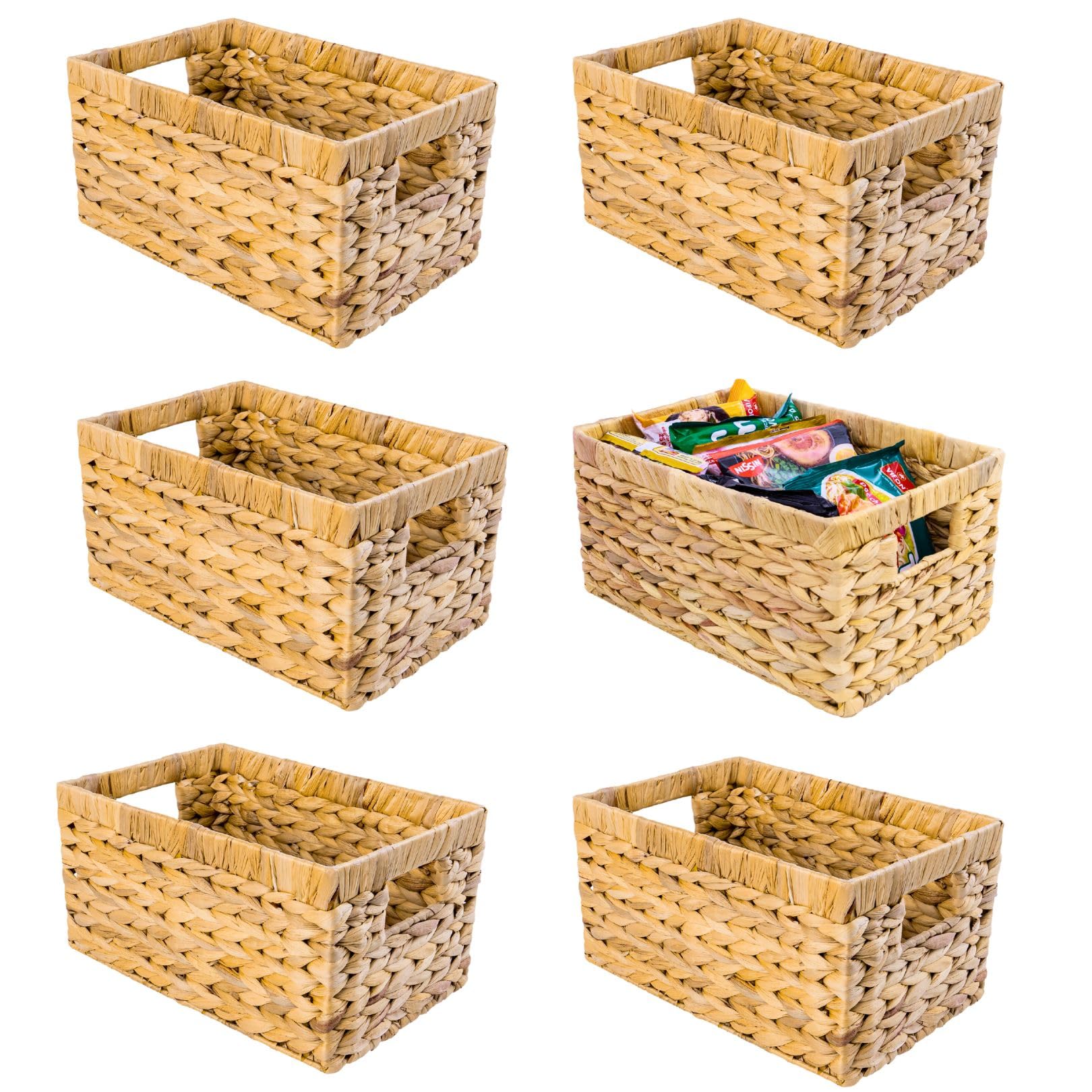Handwoven Boho Beige Storage Basket — Set of 6