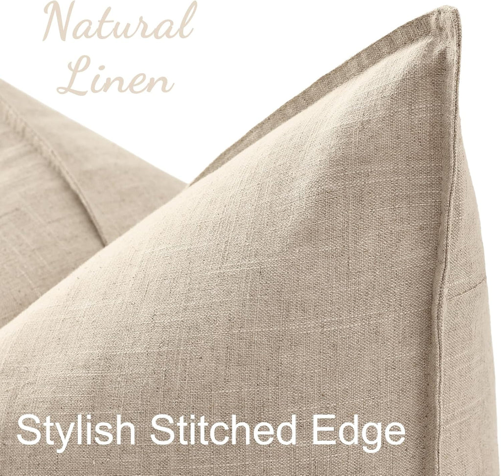 Linen Boho Beige Throw Pillow Cover — 20" - View 2