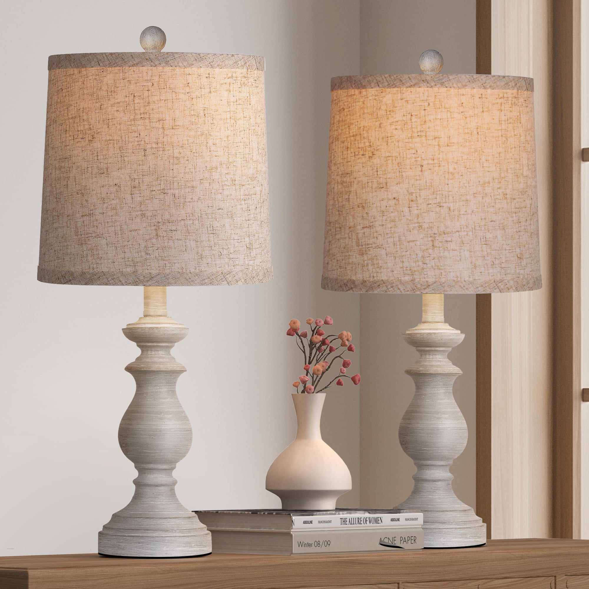 Linen Farmhouse Black Desk Lamp — 22"