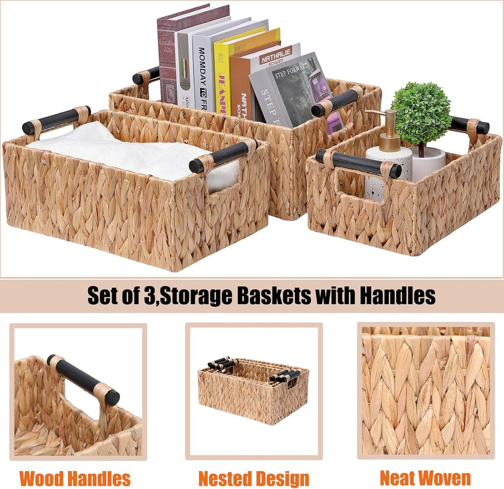 Handwoven Boho Wood Storage Bin - View 3