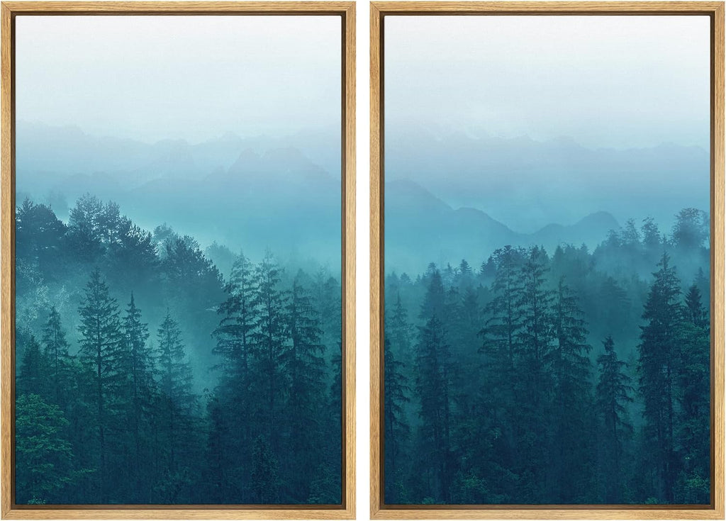 Framed Farmhouse Fabric Canvas Wall Art — 24" — 24" x 36" x 2 Panels NATURAL
