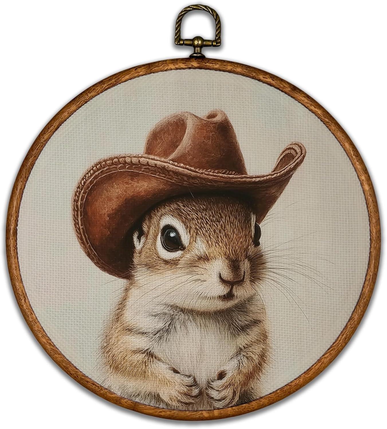 Vintage Farmhouse Fabric Wall Art — 10" — Squirrel