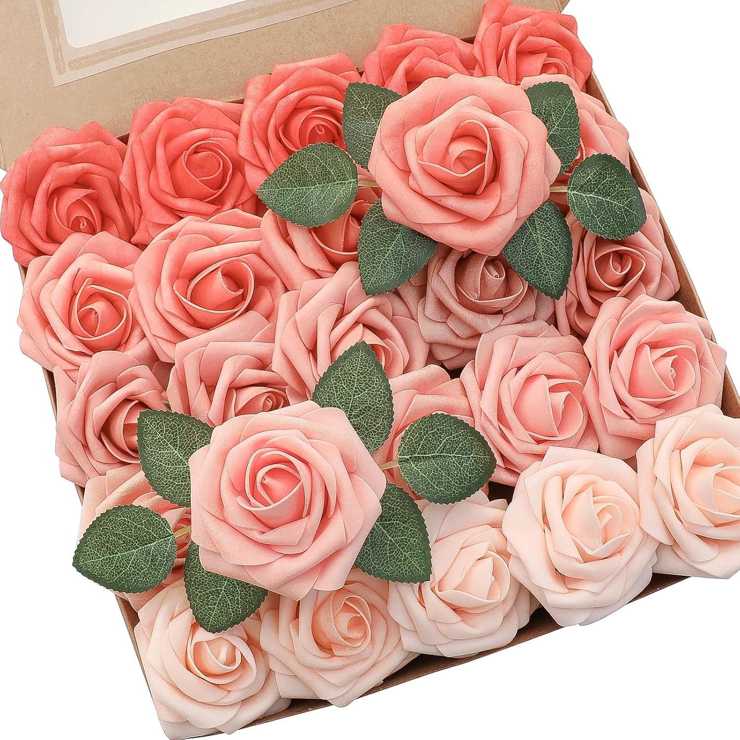 Beige Artificial Flowers — 3" — Shades of Coral