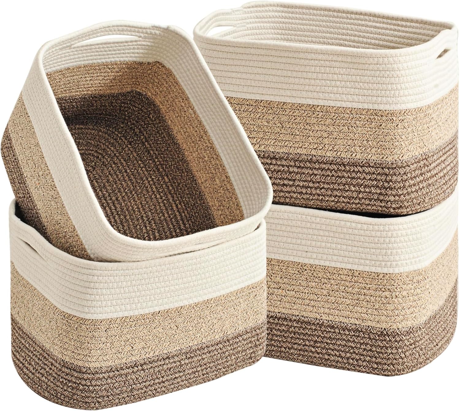 Rectangular Boho Black Storage Basket — 12.7" — Gradient Brown