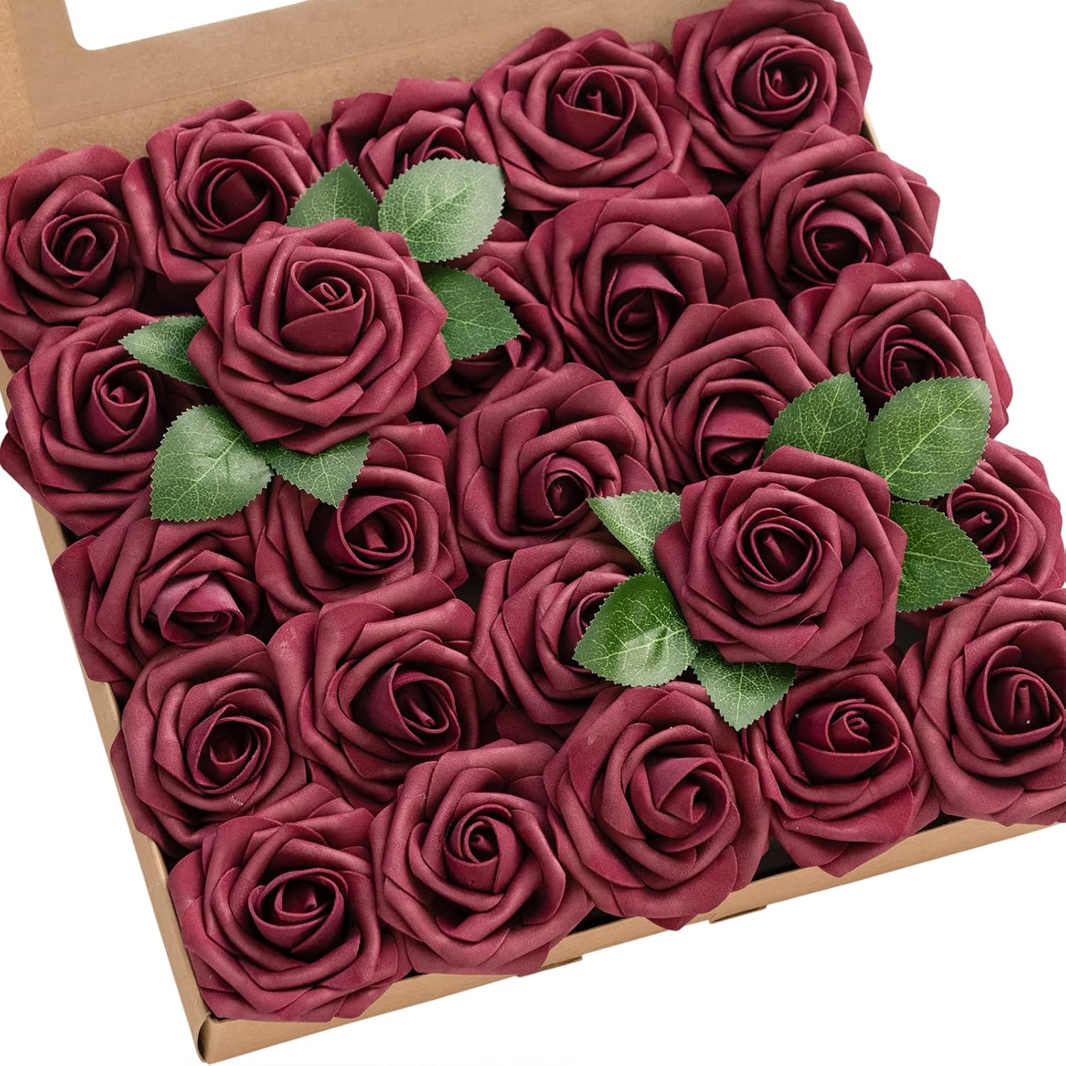 Luxe Beige Artificial Flowers — 3" — Rd- Shades of Burgundy