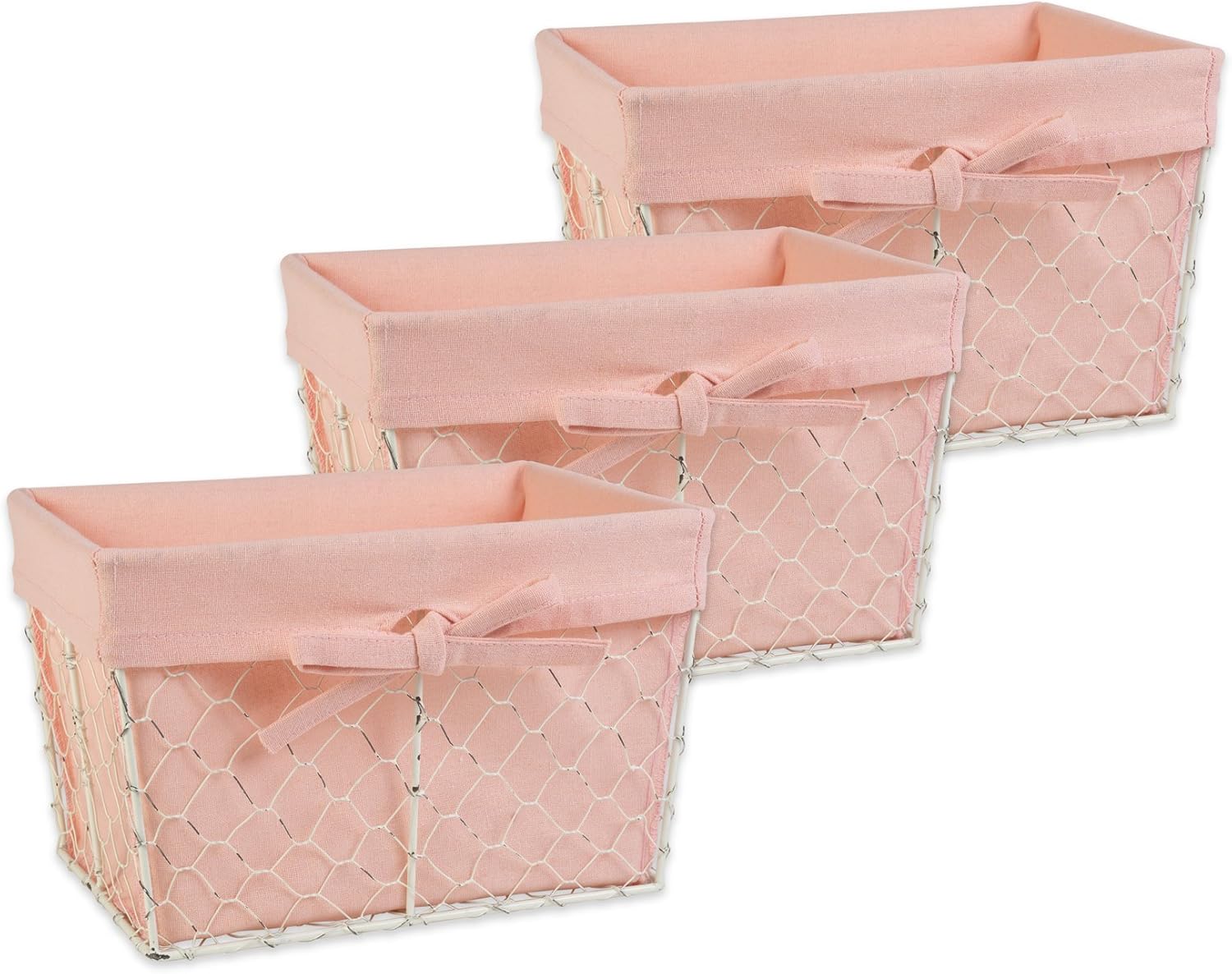 Vintage Farmhouse Black Storage Basket — 6" — Antique Blush