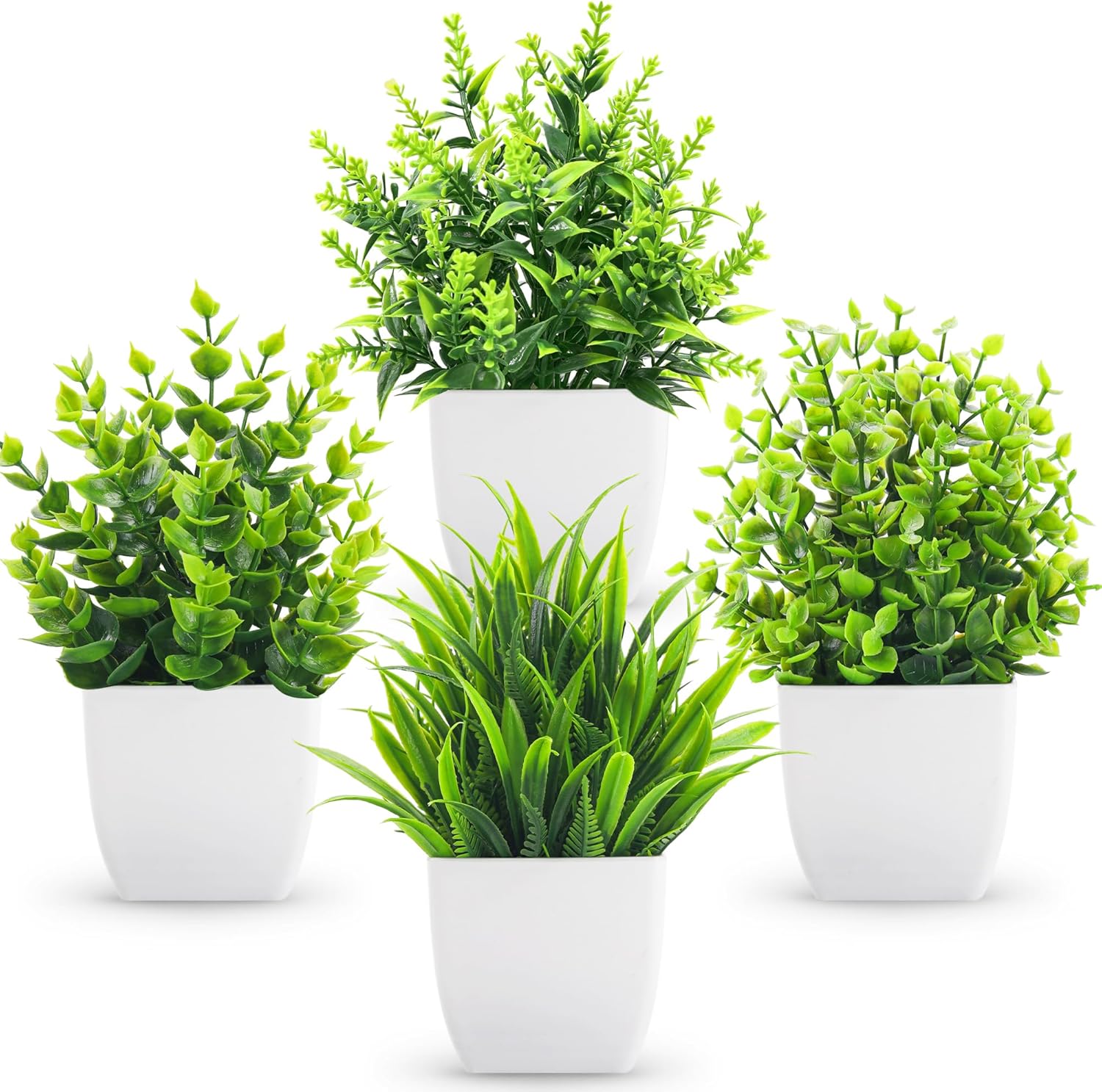 Black Faux Plant — White