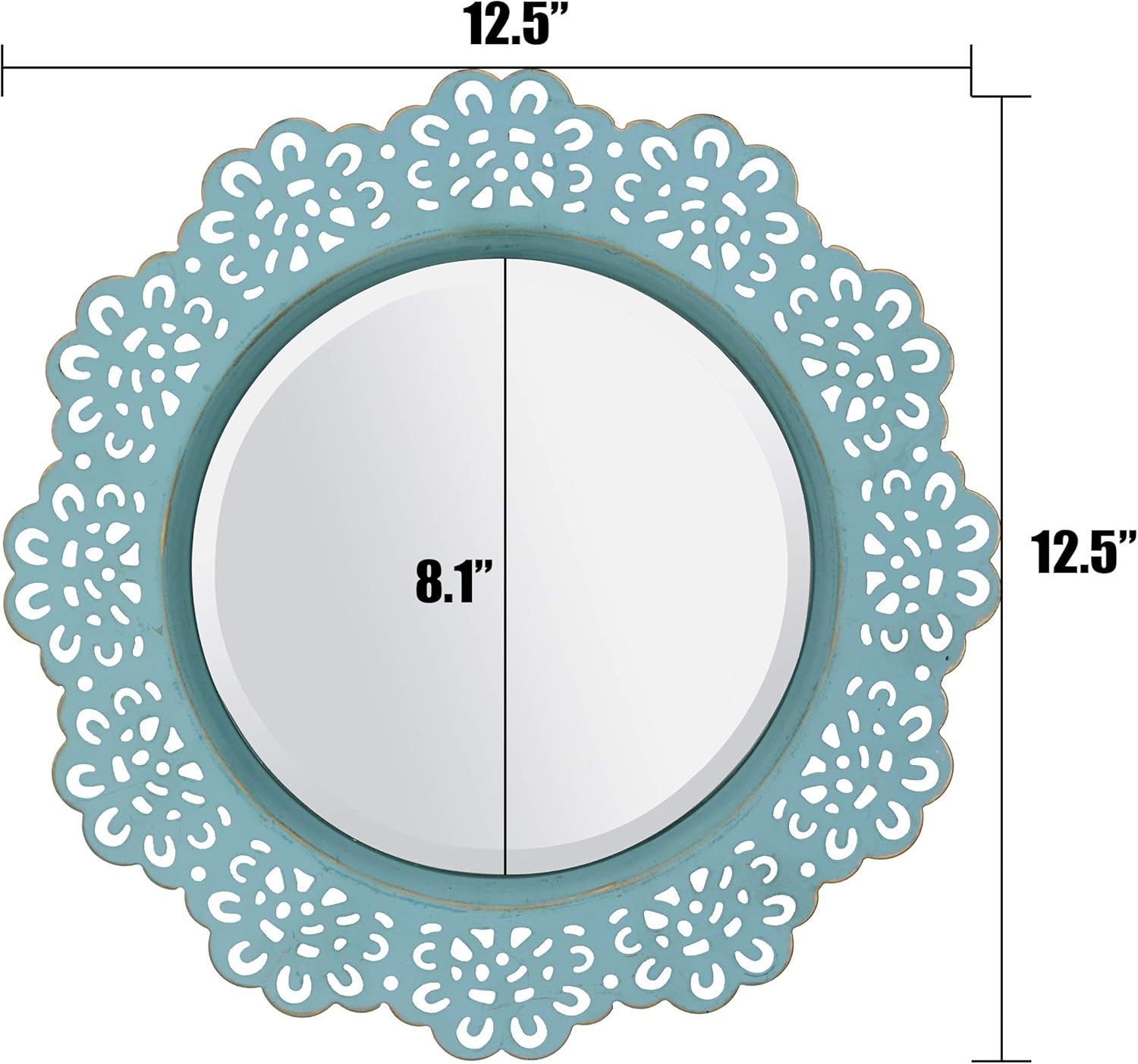 Round Farmhouse Blue Wall Mirror — 12.5" - View 3