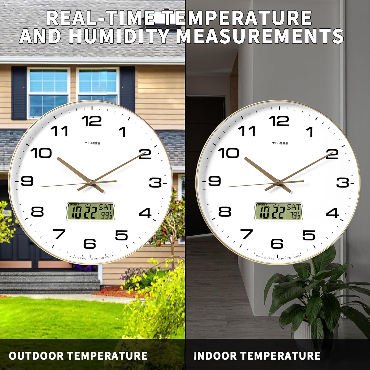 Battery Operated Luxe Black Wall Clock — 14" - View 8