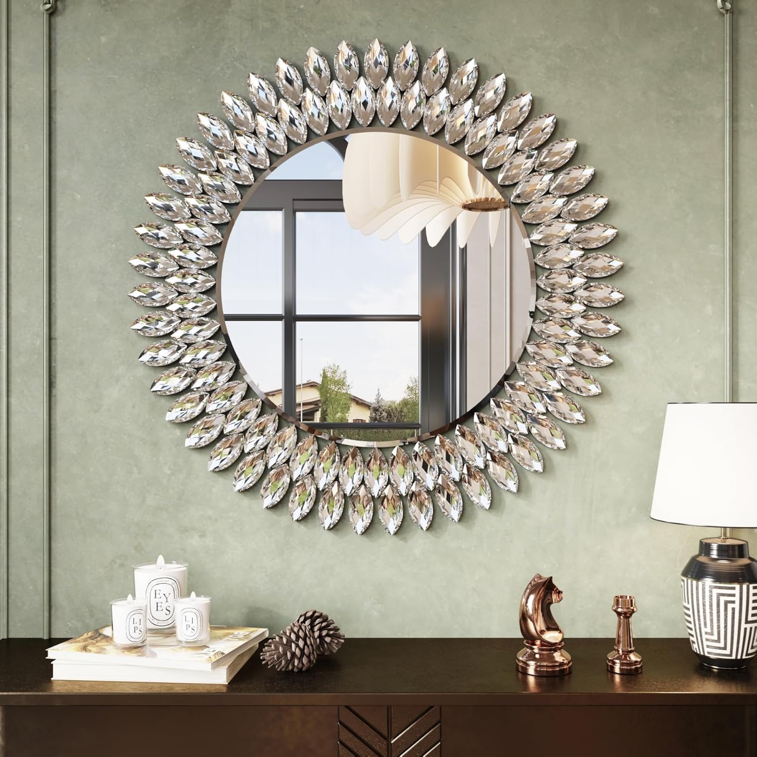 Beveled Luxe Glass Wall Mirror — 26" — 26"L x 26"W
