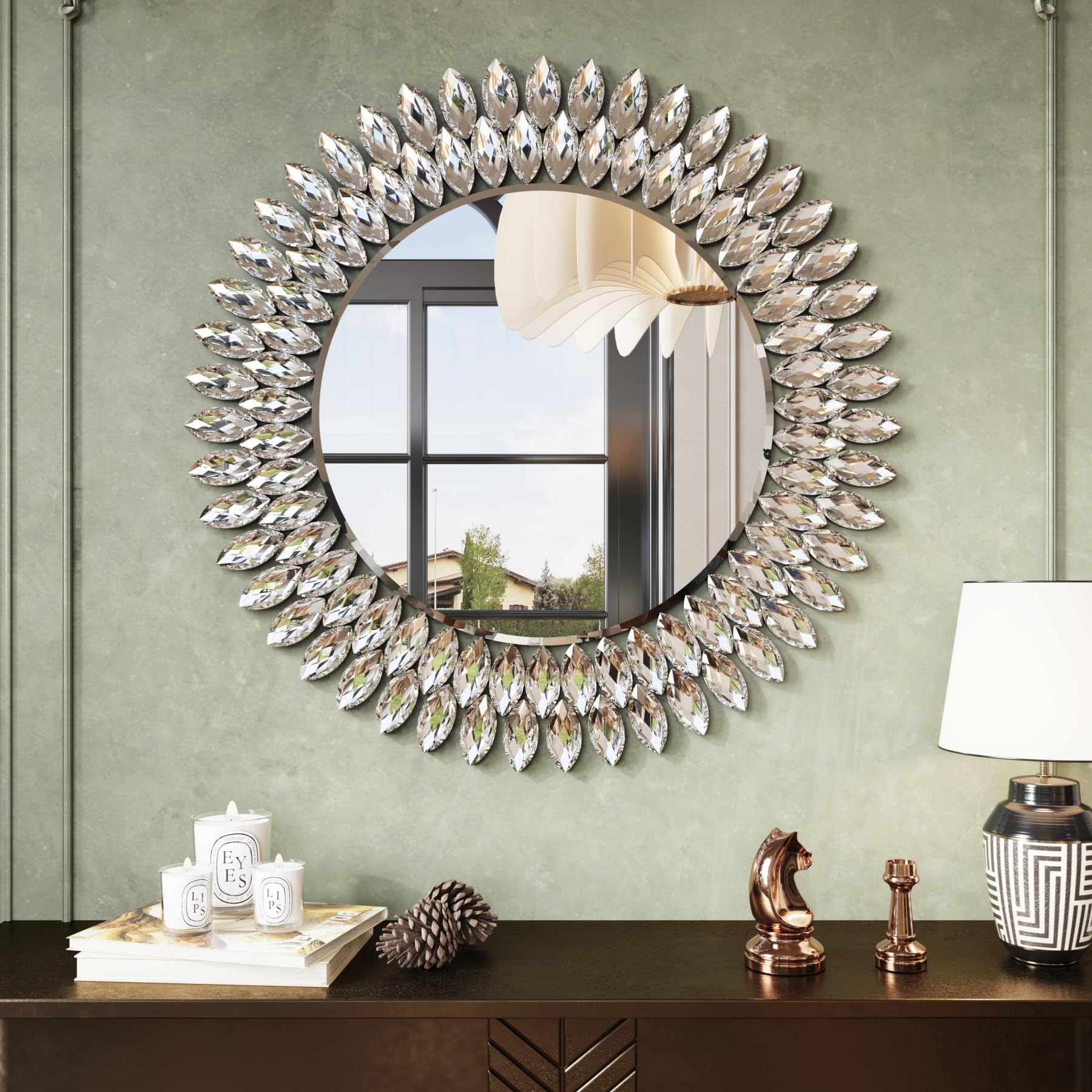 Beveled Luxe Glass Wall Mirror — 26"