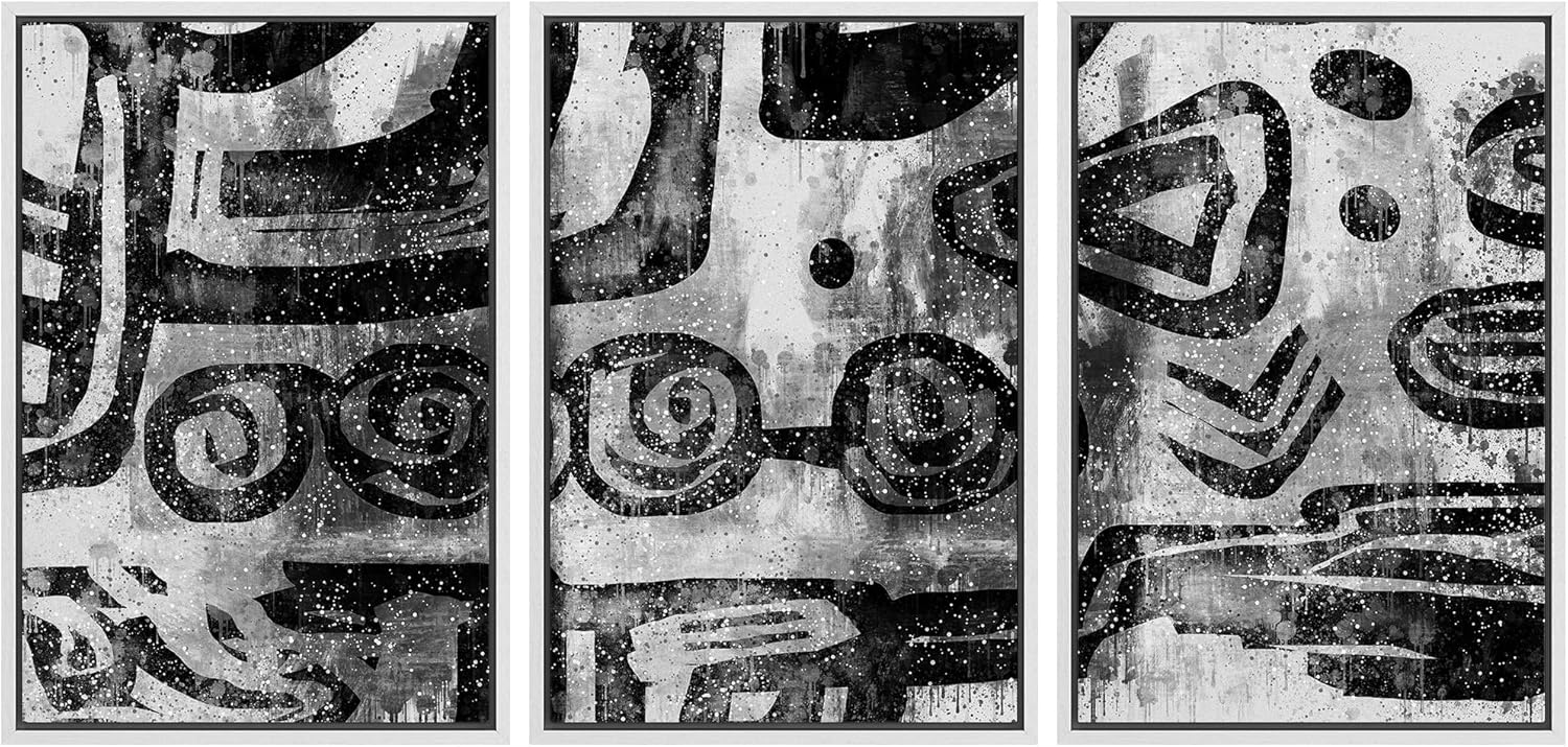 Boho Framed Wall Art — 16" — 24" x 36" x 3 Panels WHITE