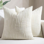 Chenille Boho Beige Throw Pillow Cover — 18"
