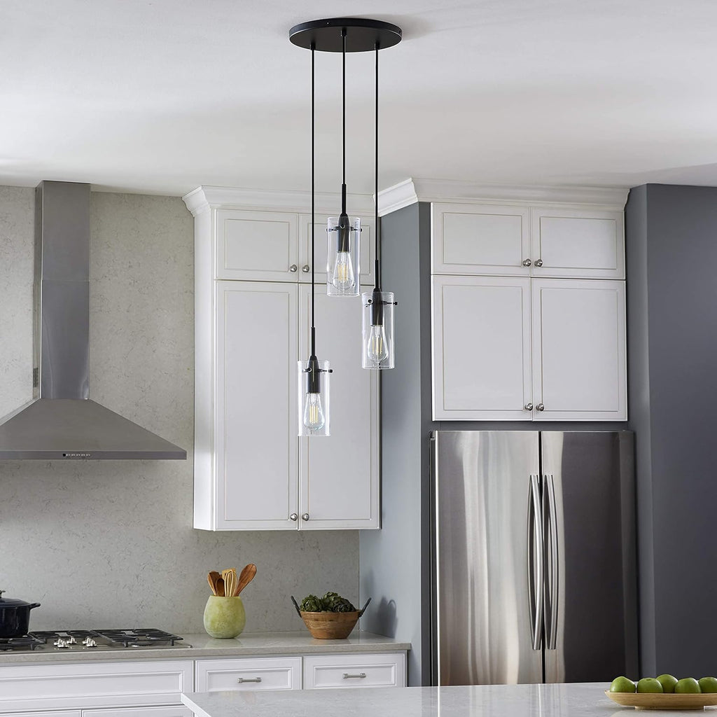 Modern Black Chandelier — 3-Light - View 3