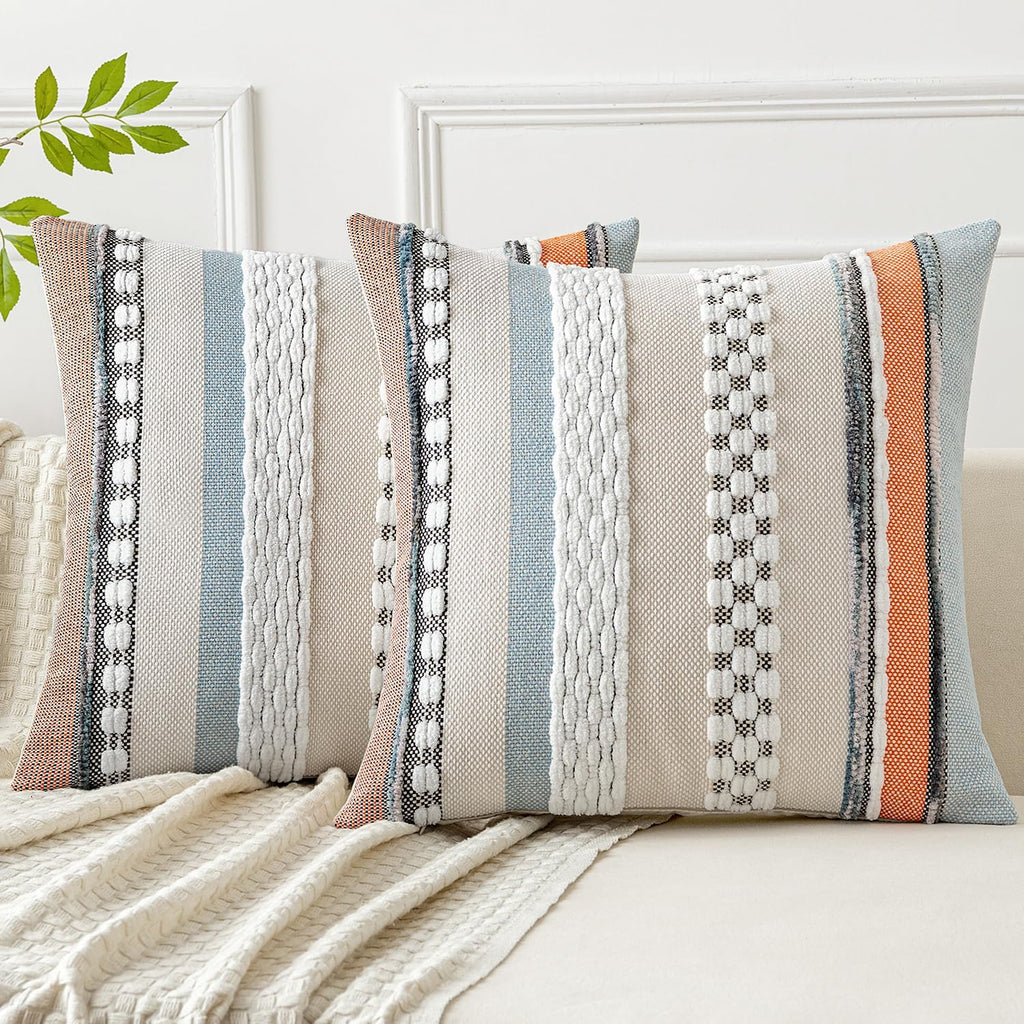 Chenille Boho Black Throw Pillow Cover — 18" — 18" x 18" (Pack of 2)