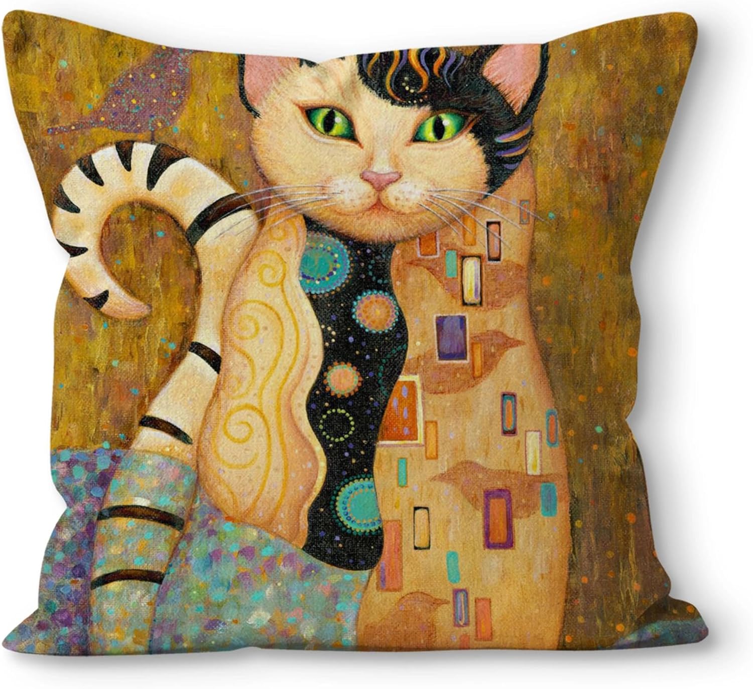 Boho Fabric Throw Pillow Cover — 18" — Cat-6