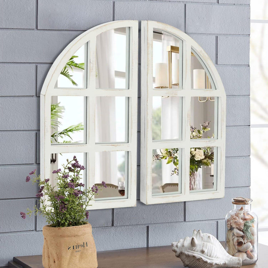 Rectangular Farmhouse Glass Wall Mirror — Set of 2 - View 4