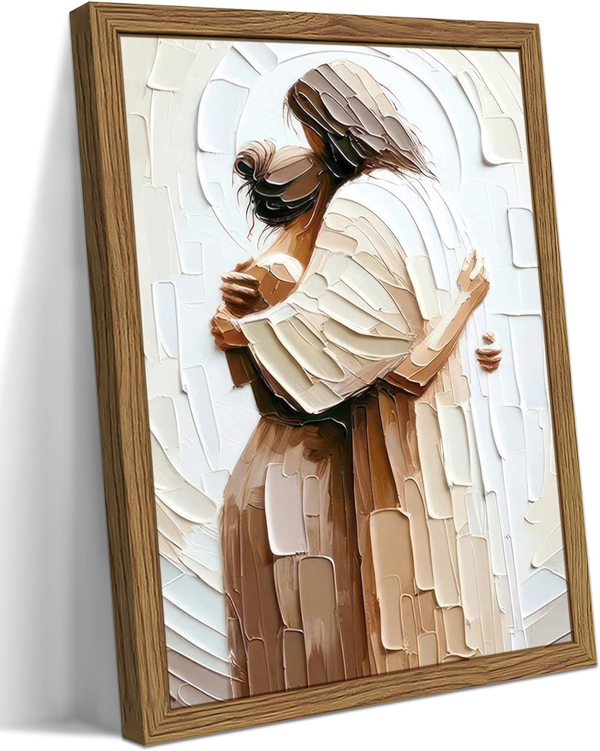 Framed Pink Canvas Wall Art — 16" — Wood Framed Jesus Protects