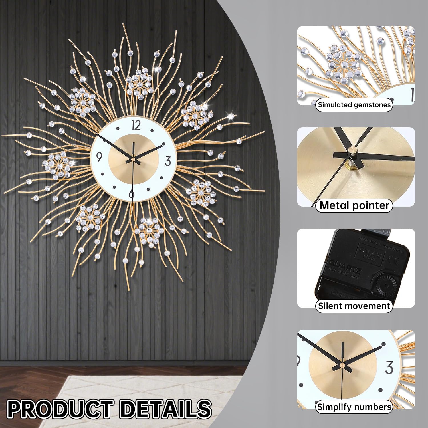 Round Luxe Gold Wall Art — 20" - View 2