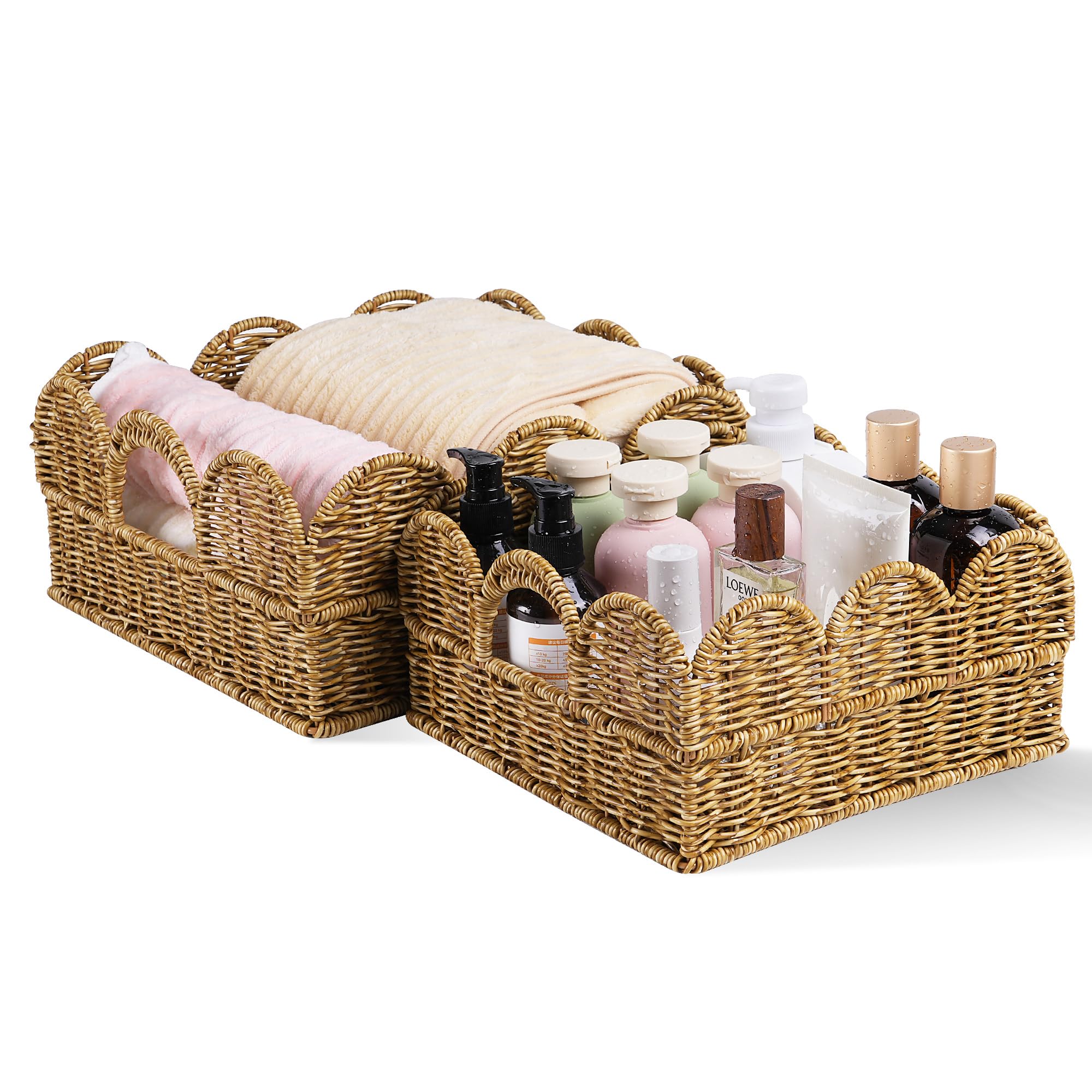 Hand-Woven Boho Beige Storage Basket — 12"