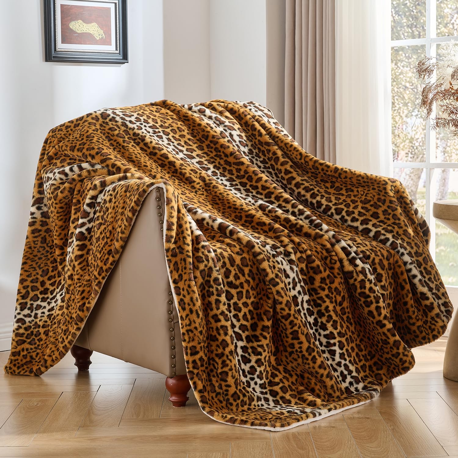 Oversized Luxe Beige Throw Pillow — 60" — Cheetah