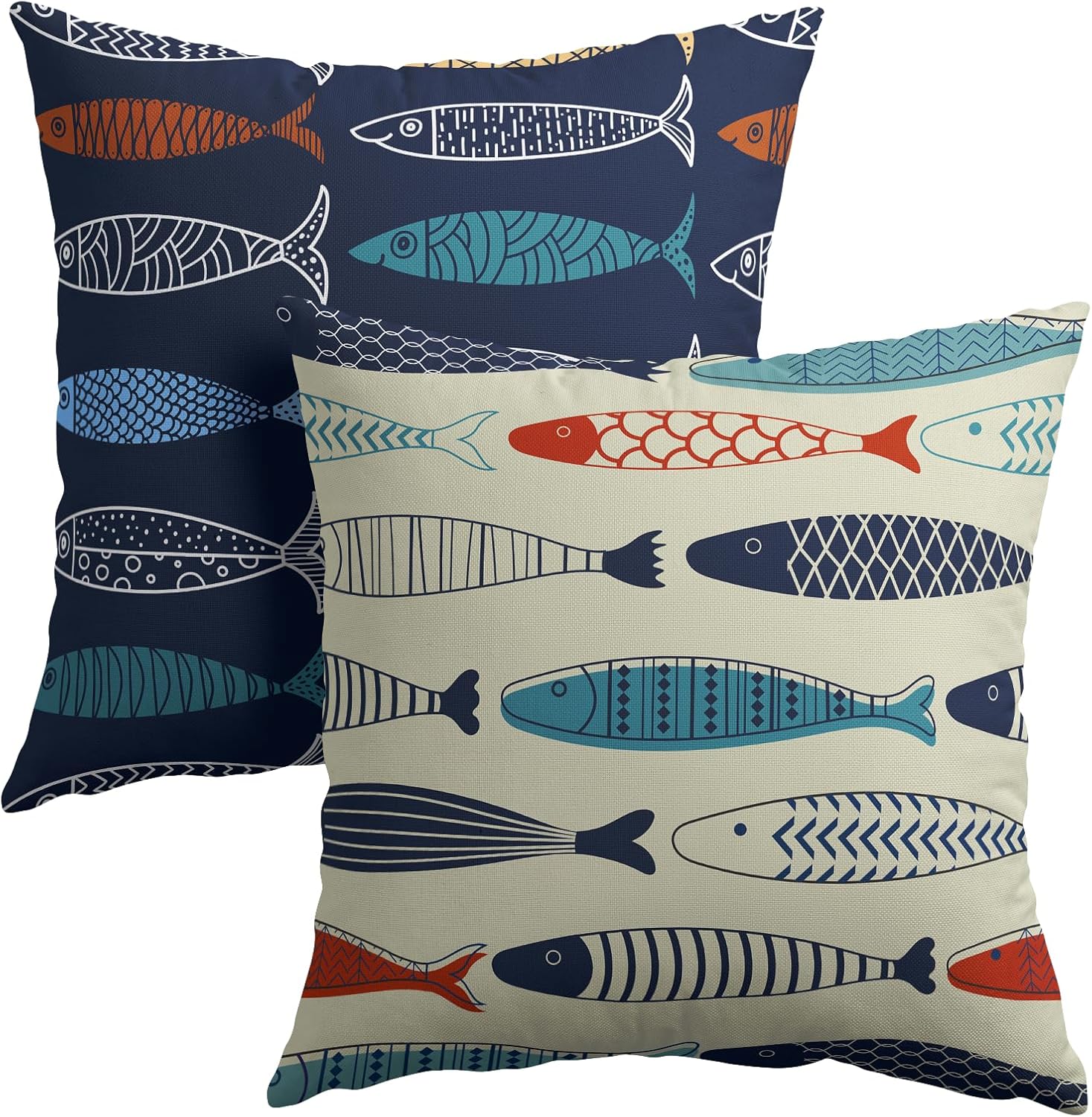 Boho Blue Throw Pillow Cover — 22" — 20" X 20" (Pack of 2)