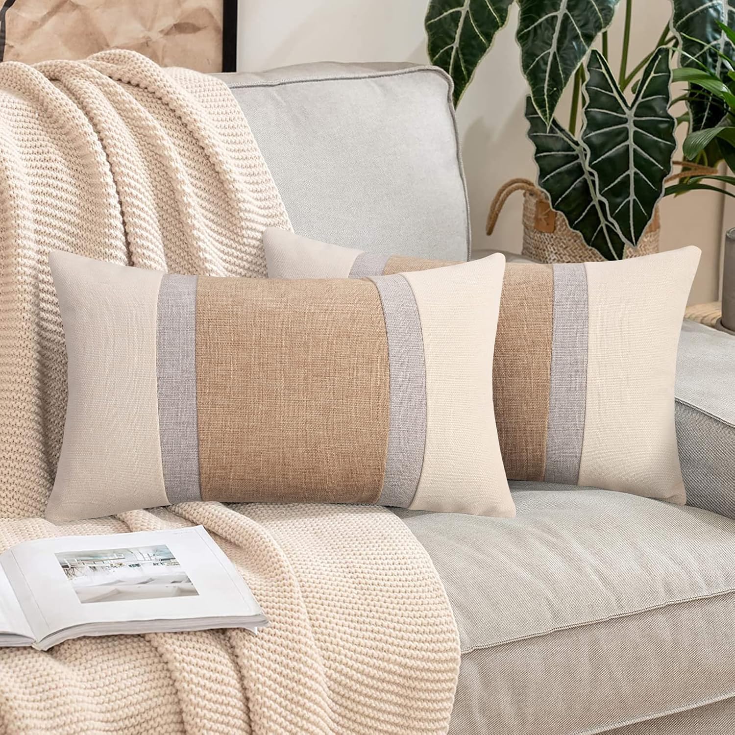 Lumbar Boho Fabric Throw Pillow Cover — 20" — 20" x 12" (Pack of 2)