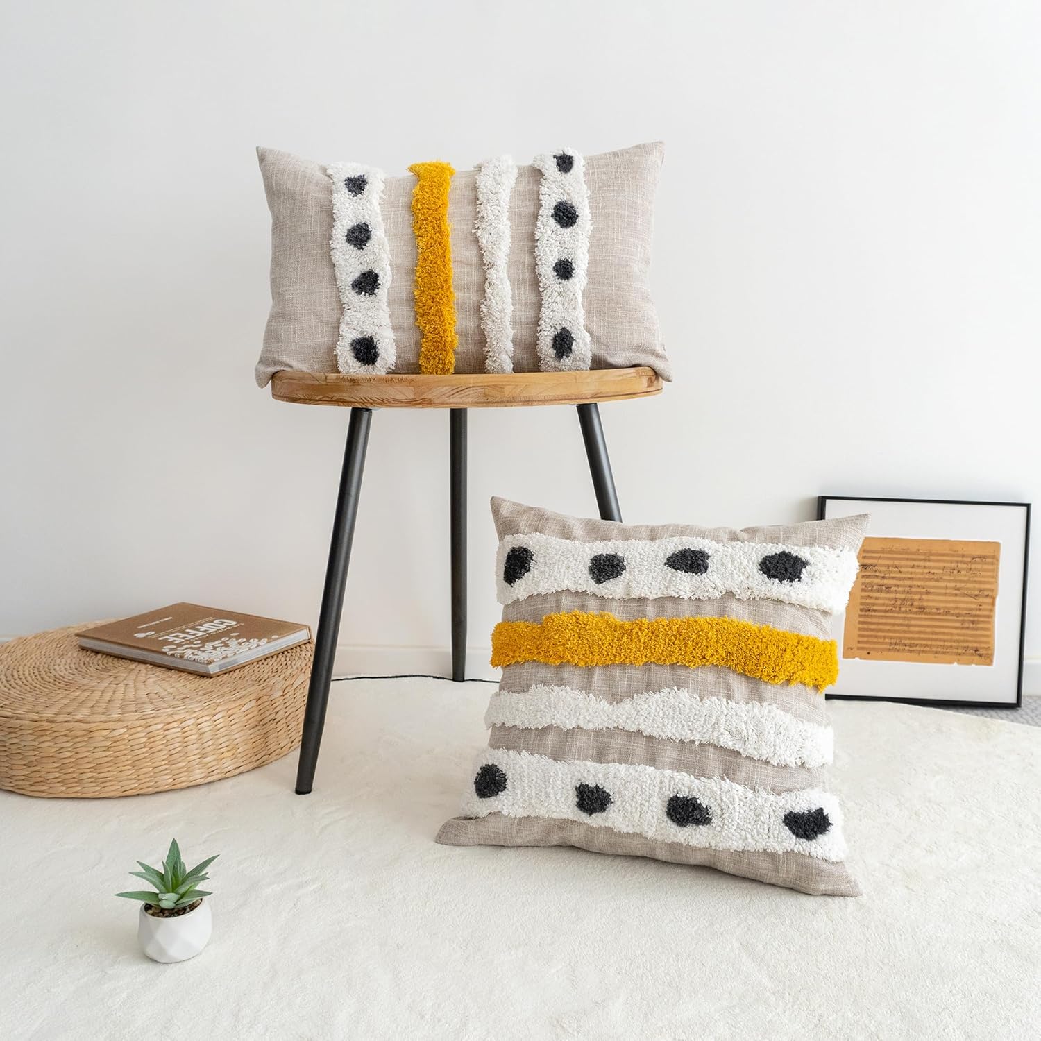 Tufted Boho Fabric Throw Pillow Cover — 20" - View 6