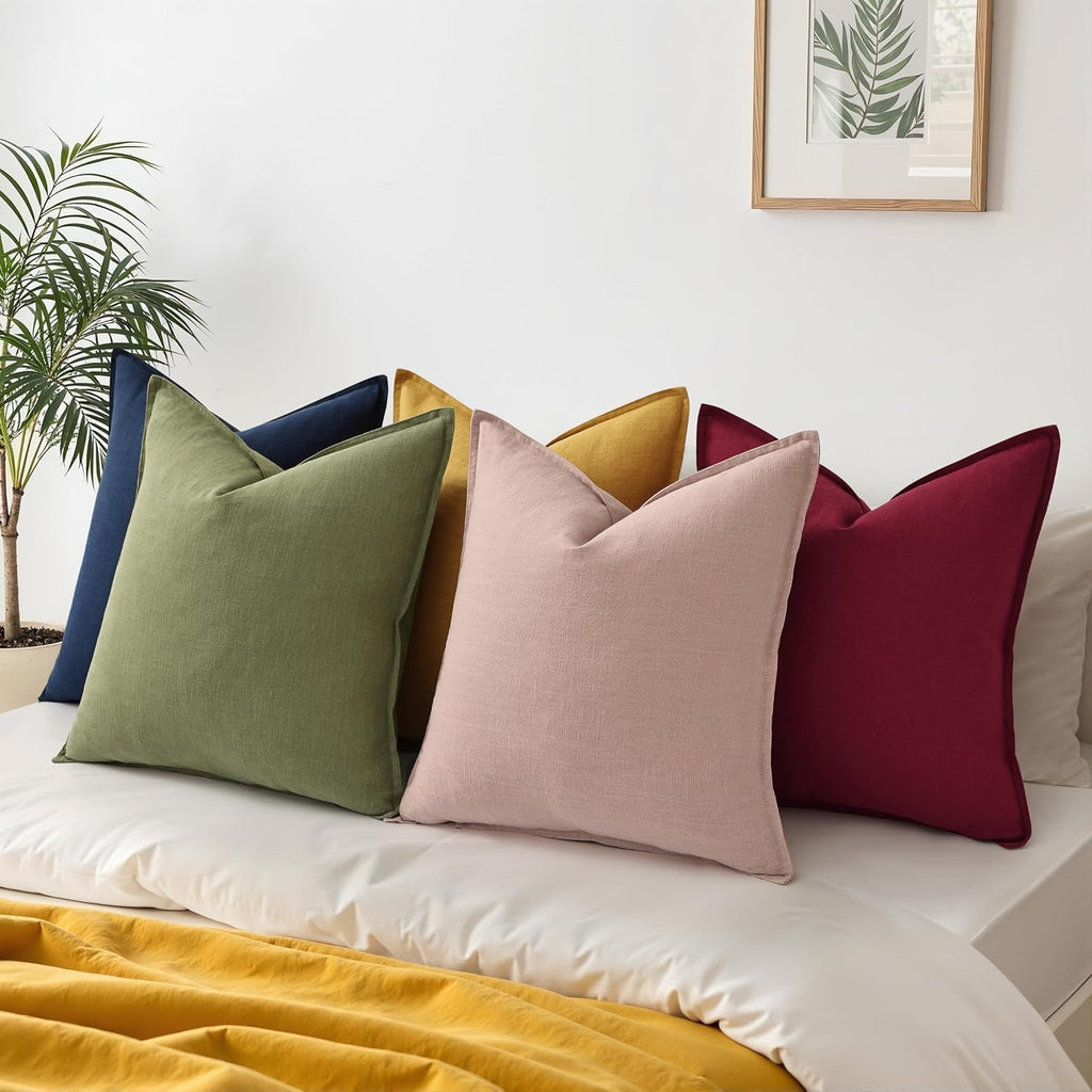 Linen Boho Beige Throw Pillow Cover — 18" - View 6