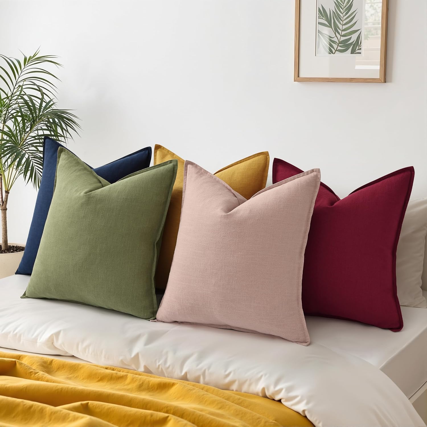 Linen Boho Beige Throw Pillow Cover — 18" - View 6