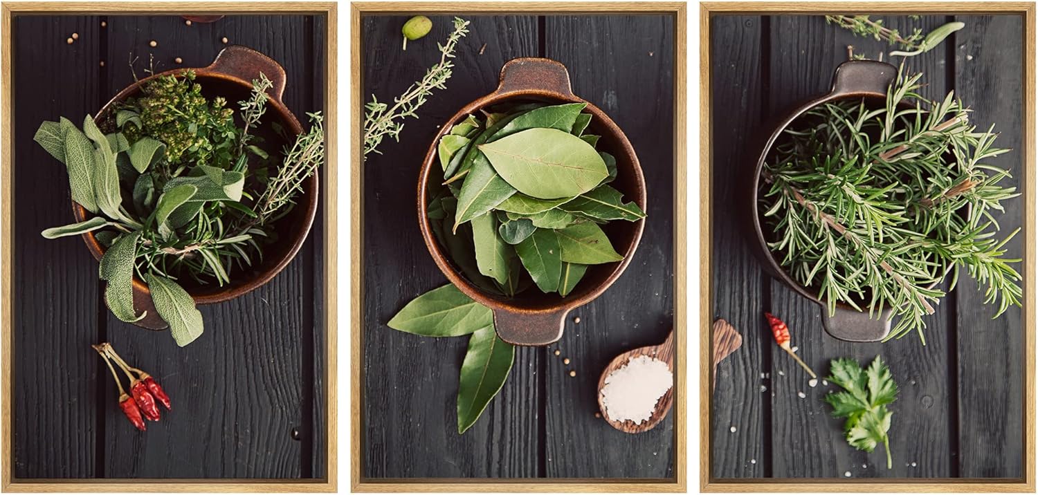 Framed Fabric Wall Art — 24" — 16" x 24" x 3 Panels NATURAL
