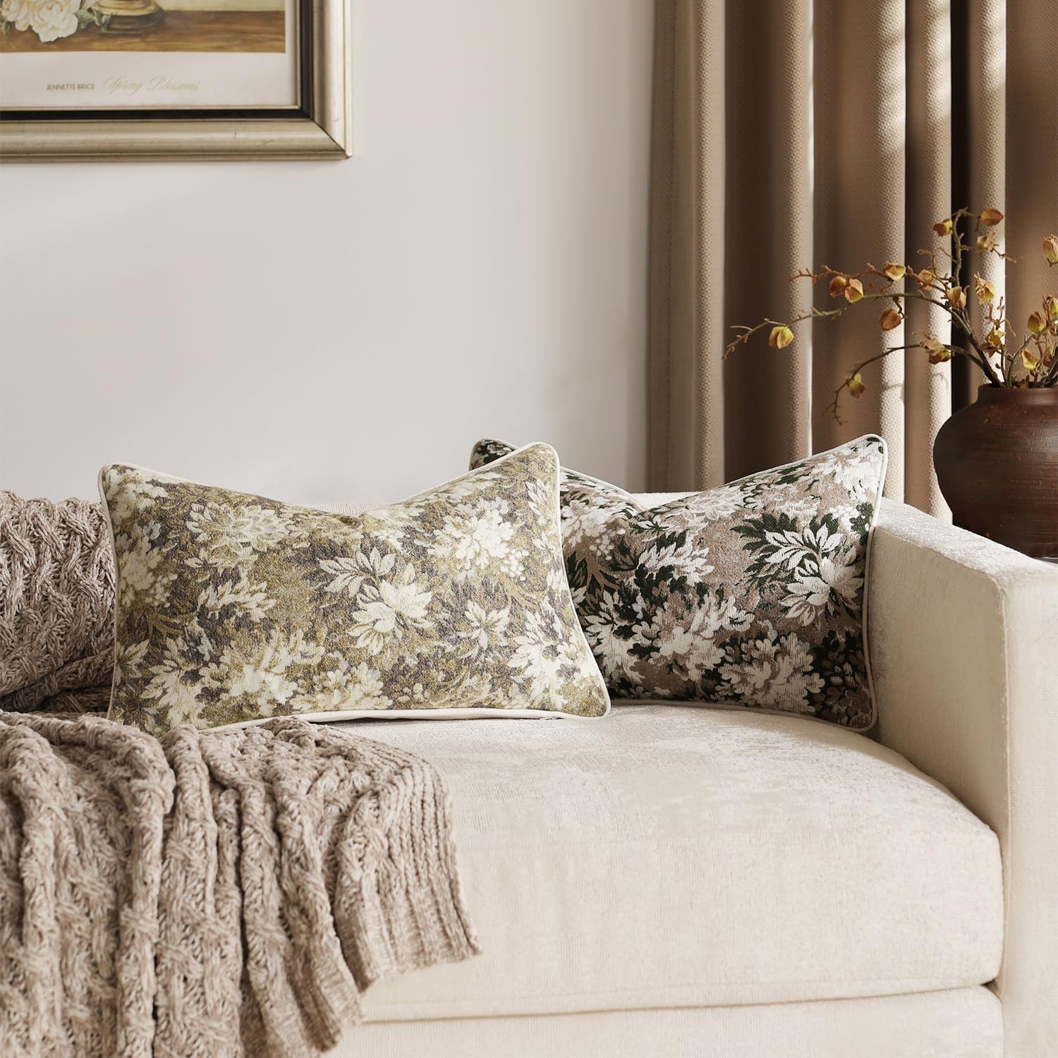 Chenille Boho Beige Pillow Cover — 20" - View 5