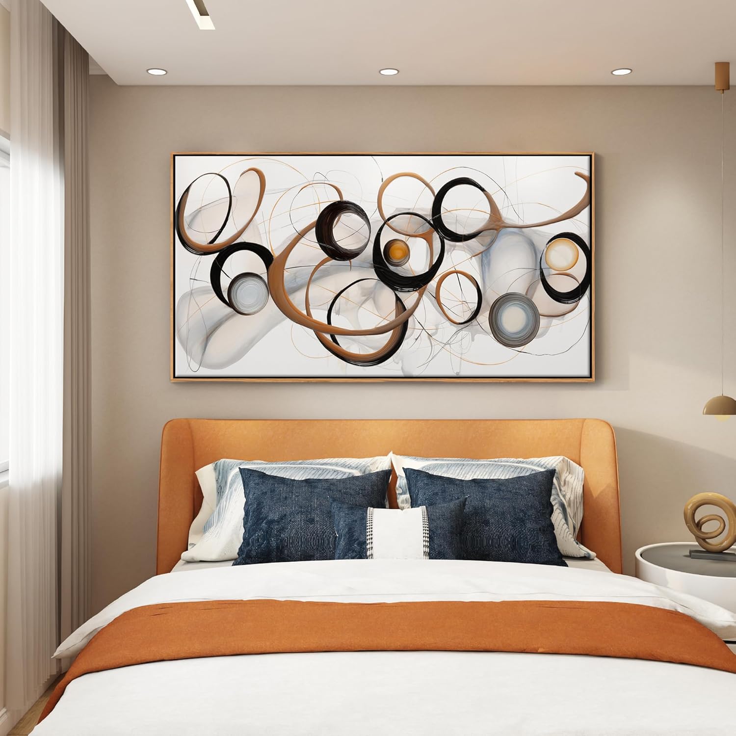 Framed Modern Black Canvas Wall Art — 48" - View 2
