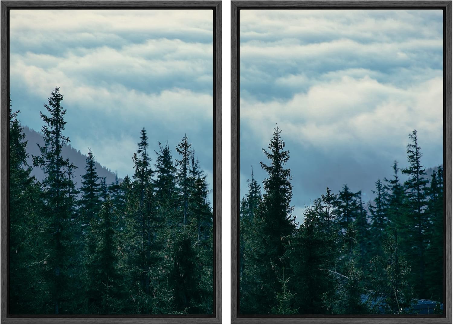 Framed Farmhouse Fabric Canvas Wall Art — 24" — 24" x 36" x 2 Panels BLACK