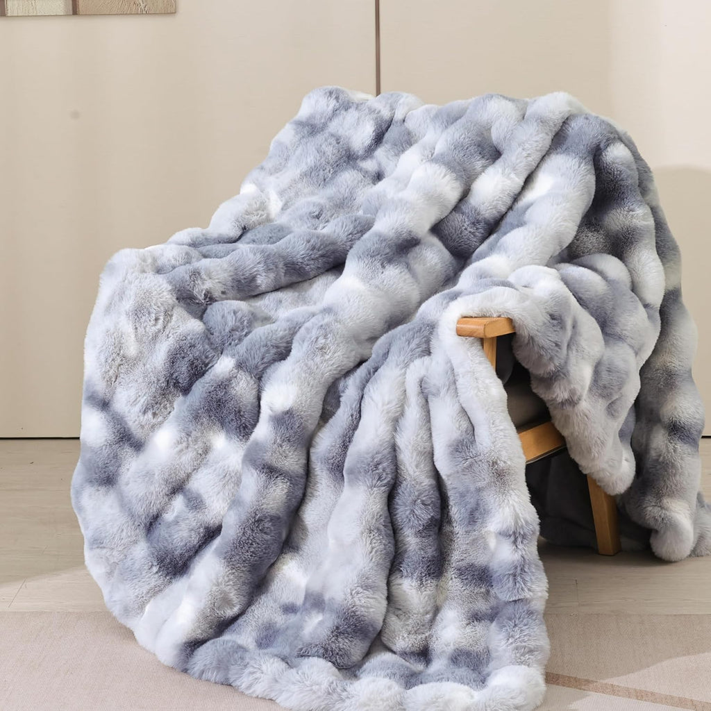 Black Throw Pillow — 60" — Tie Dye Blue