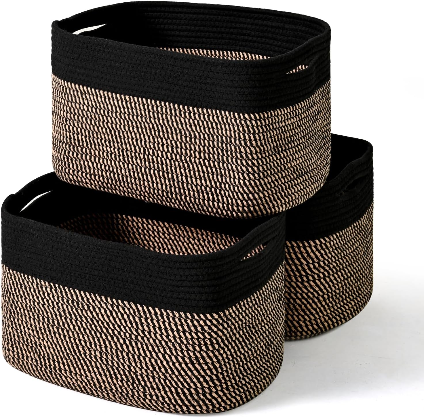 Boho Black Vase — 15" — Black & Jute