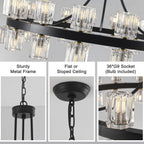 Round Farmhouse Glass Chandelier — 36" - View 6