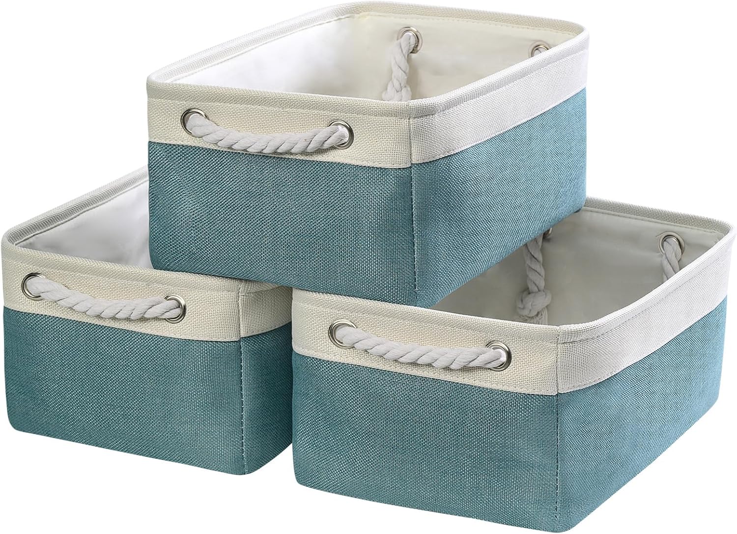 Beige Storage Bin — 2" — White And Green