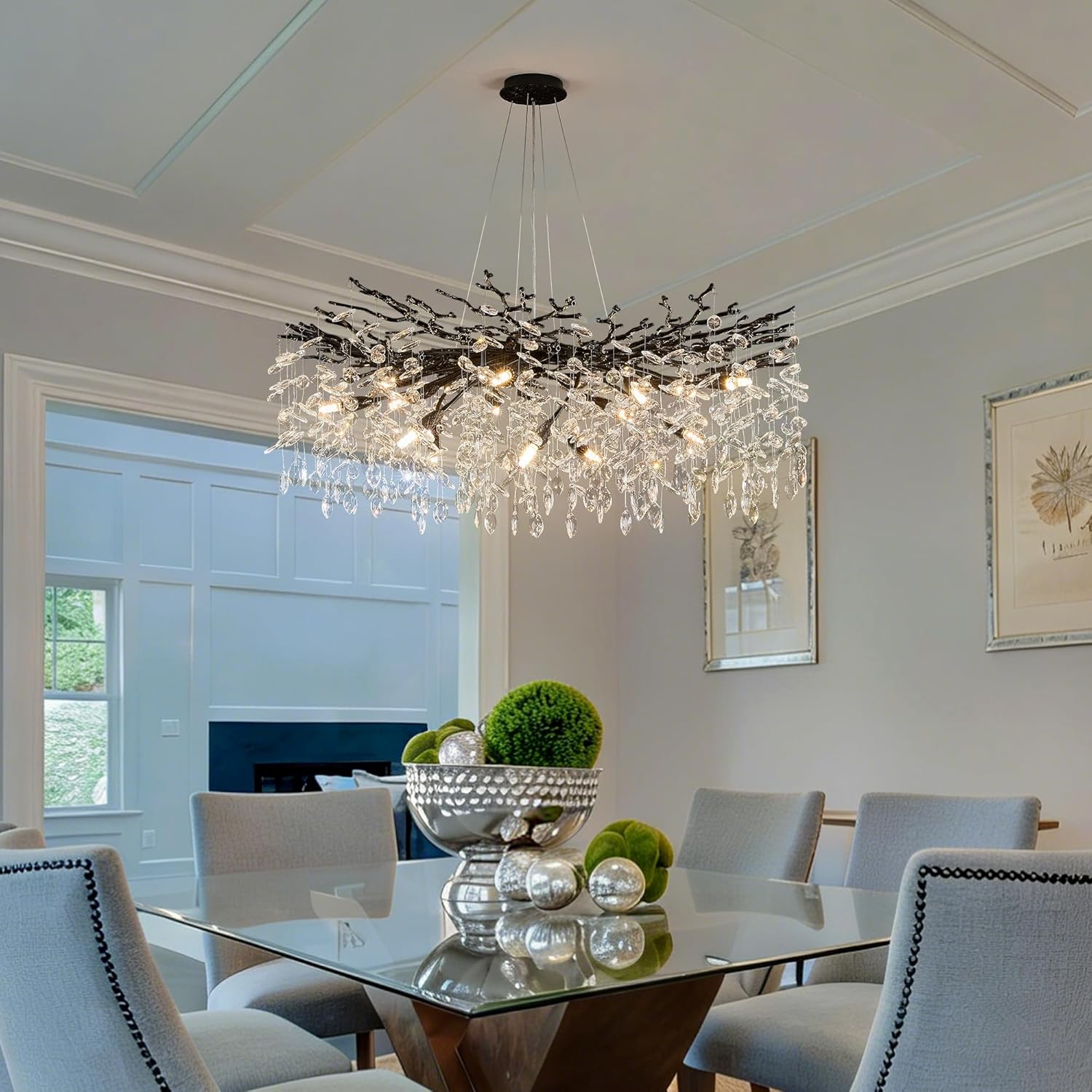 Round Luxe Black Chandelier — 6-Light — 40" Round